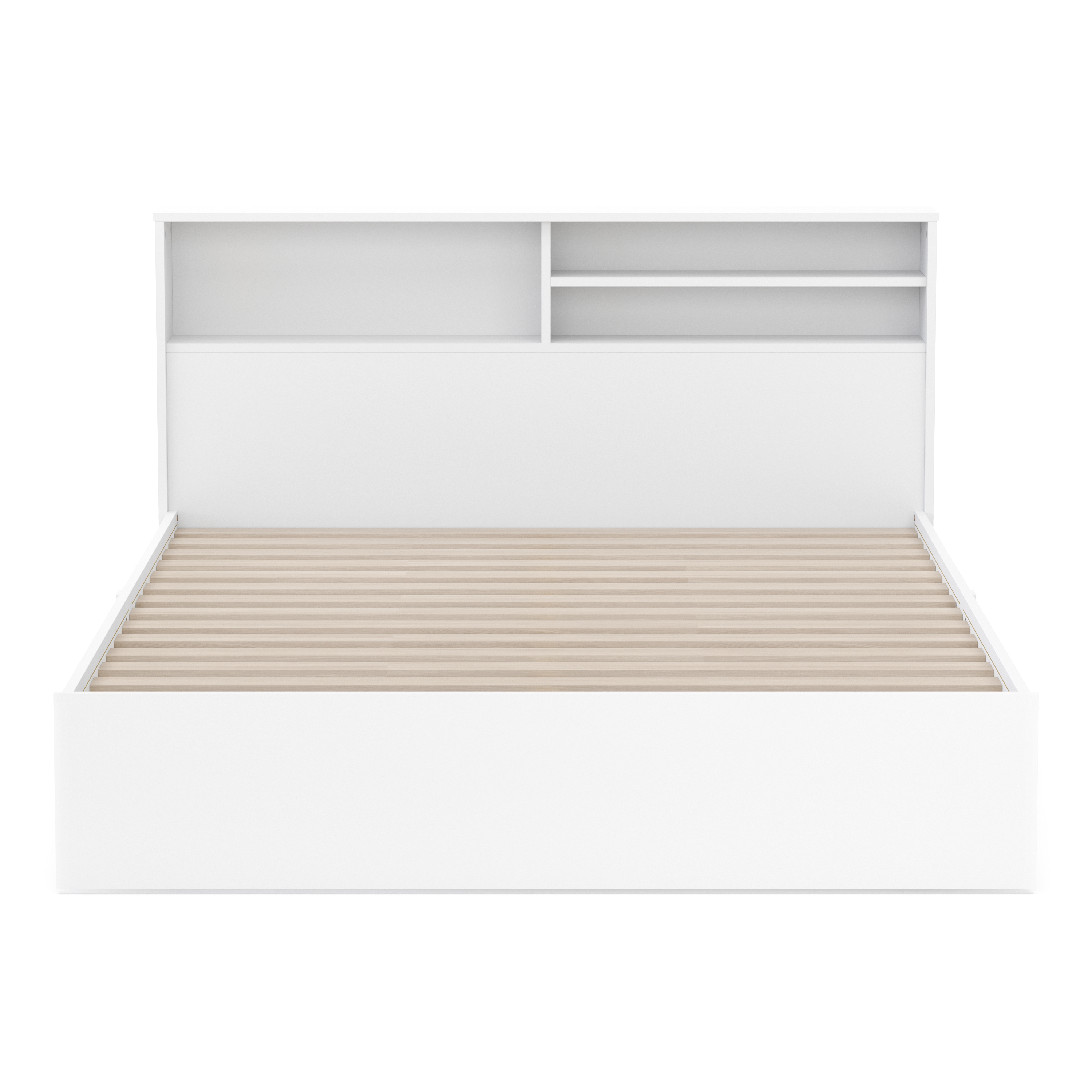 Bett Holz GENESIS mit Stauraum und Schubladen 140 x 200 cm weiss