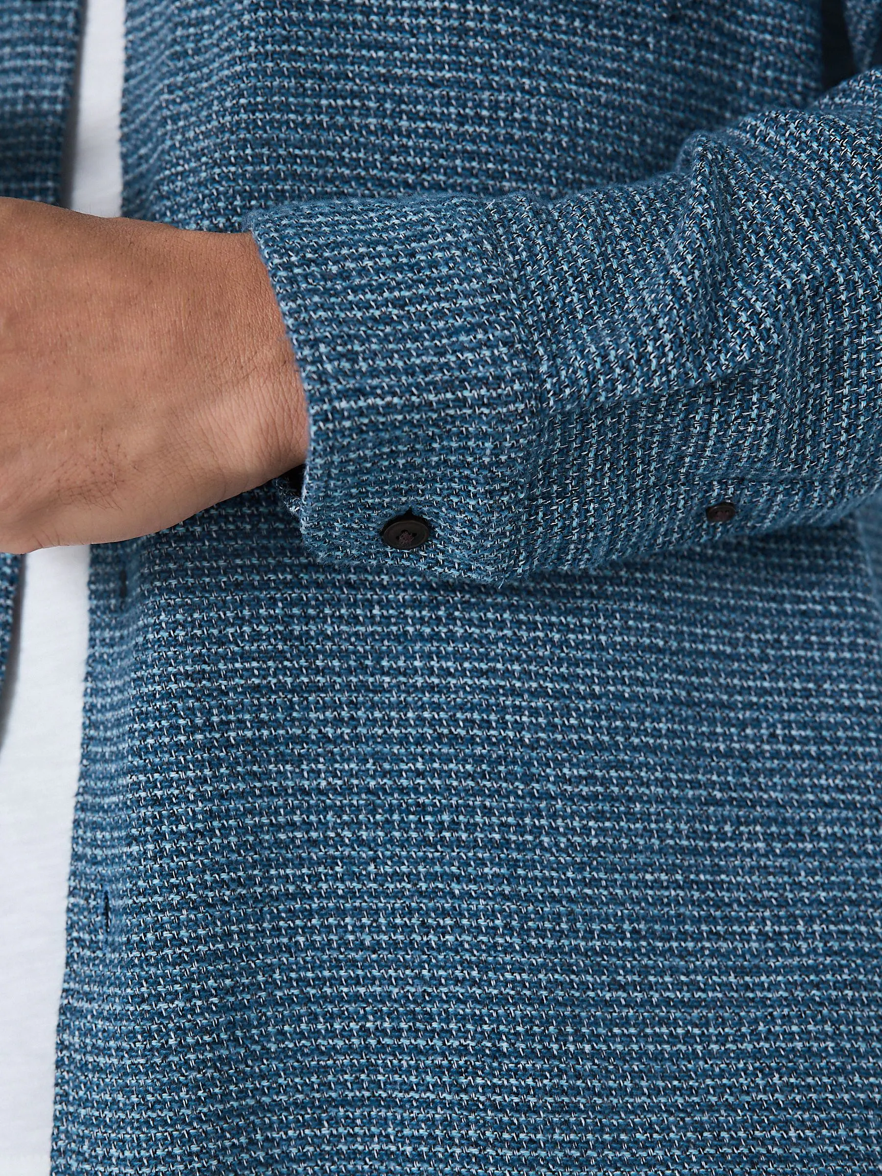 Blauw - Textured Shacket Overshirt