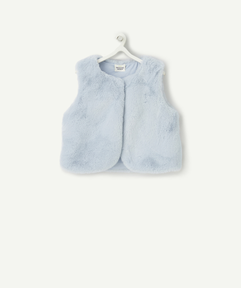 GILET SANS MANCHES BÉBÉ FILLE EN REMBOURRAGE RECYCLÉ BLEU CIEL
