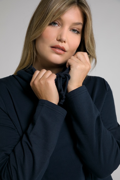 Longsweater, hinten länger, A-Linie, Stehkragen, Langarm