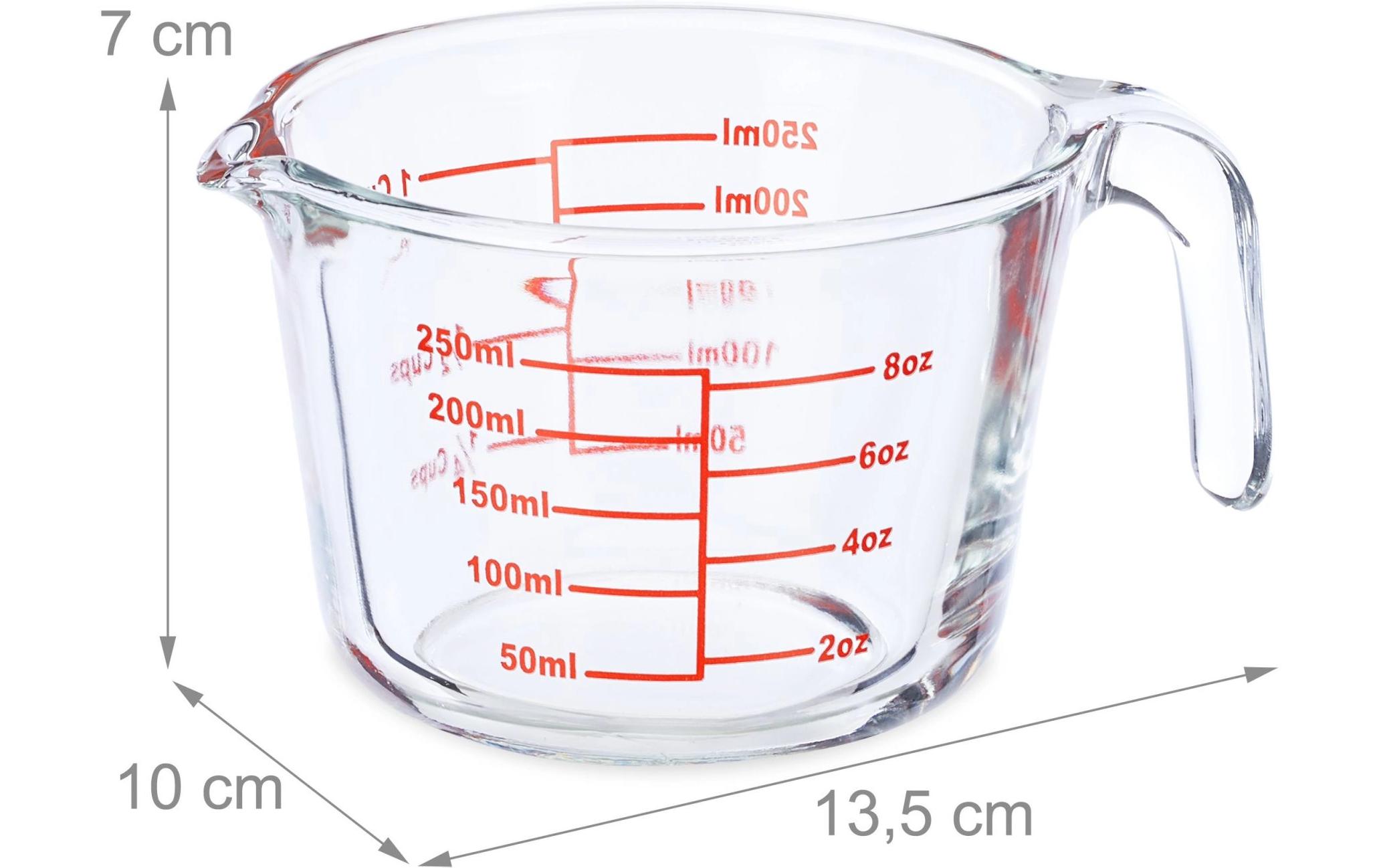 Messbecher 250 ml, Rot/TransparentGlasmessbecher