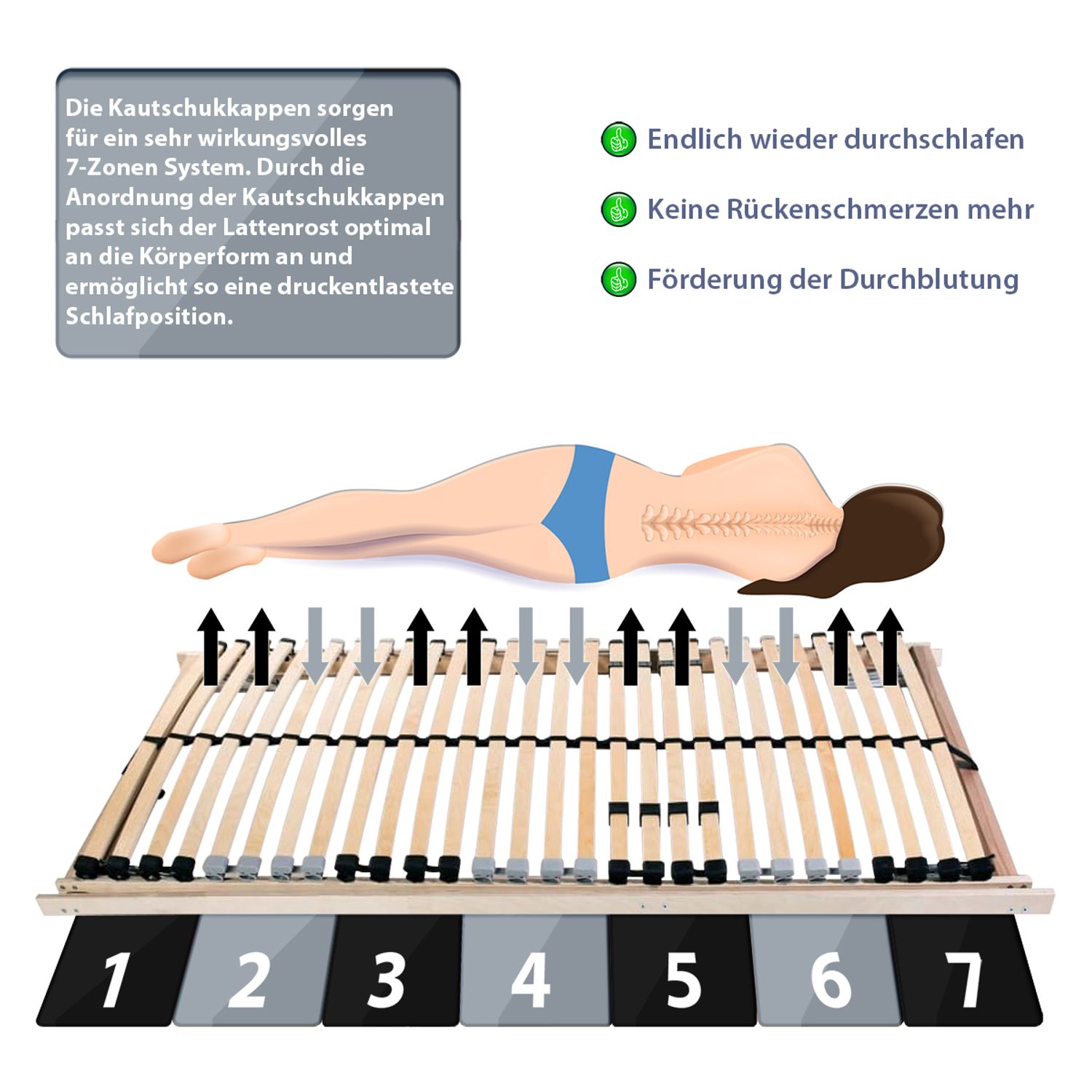 Coemo 7 Zonen Lattenrost Ergo KF mit Kopf- & Fußteilverstellung 140x200cm