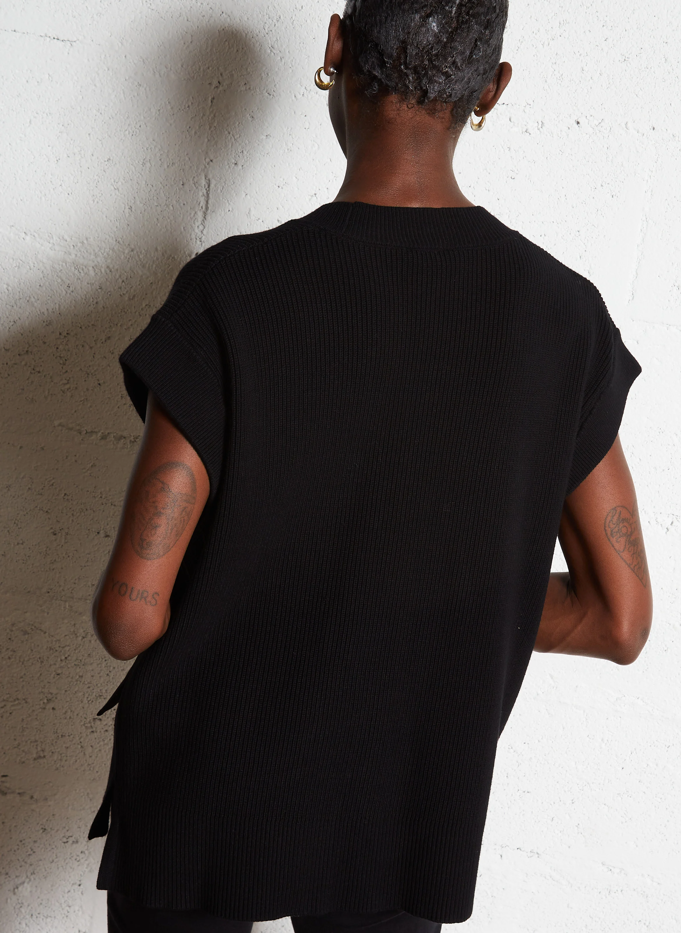 Pull col V en maille | Noir