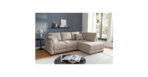 Ecksofa Pierre Stoff taupe, mit Boxspringfederung