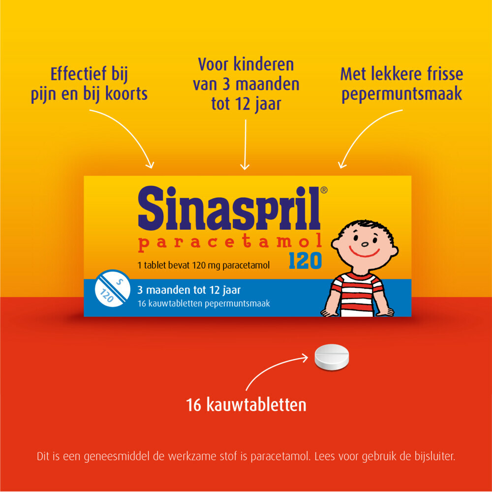 Sinaspril Paracetamol 120 mg 16 kauwtabletten