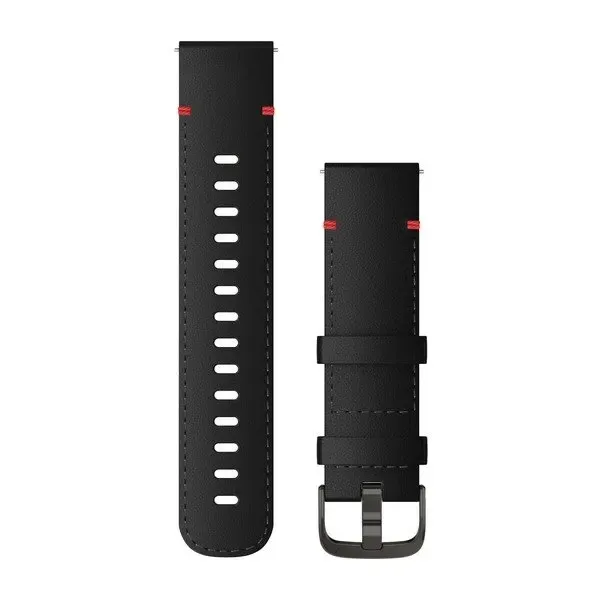 Garmin Acc, 22mm Band, Black Leather/Slate Black Leather/Slate
