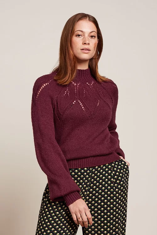 King Louie Joanie Orcia Raglan top in cabernet rood