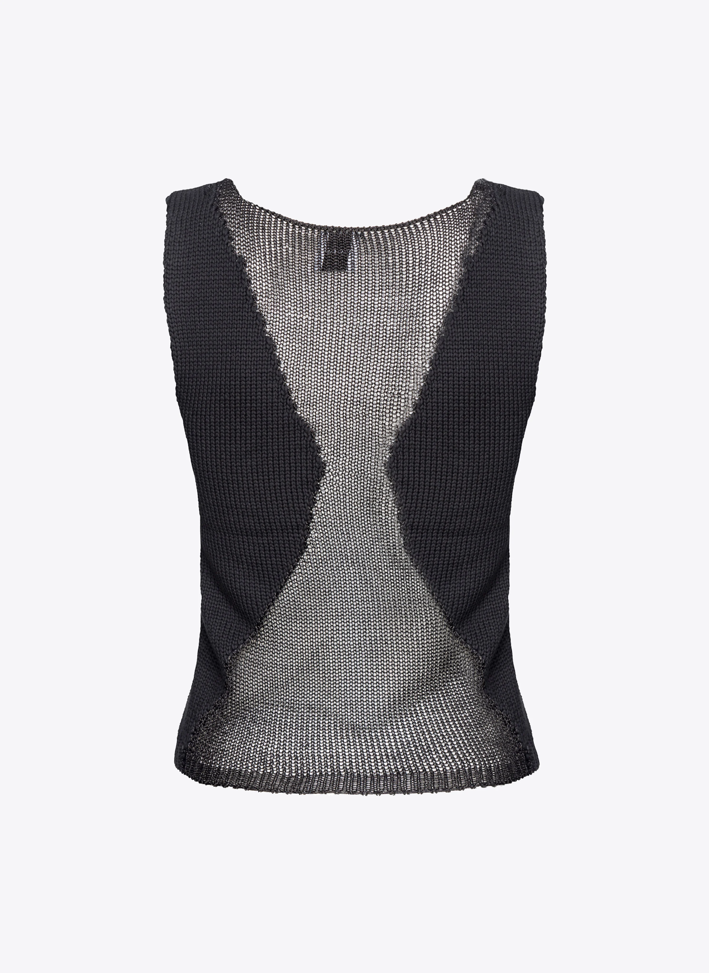 Top filet patchwork transparent | Noir