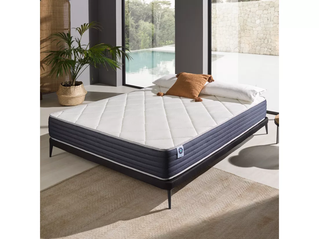 Naturalex - Matelas Royalvisco 160x200 cm - Multicouches HR - Blue Latex - Très épais 24 cm, Mousse à mémoire de forme, 7 zones, face été, hiver - Confortable