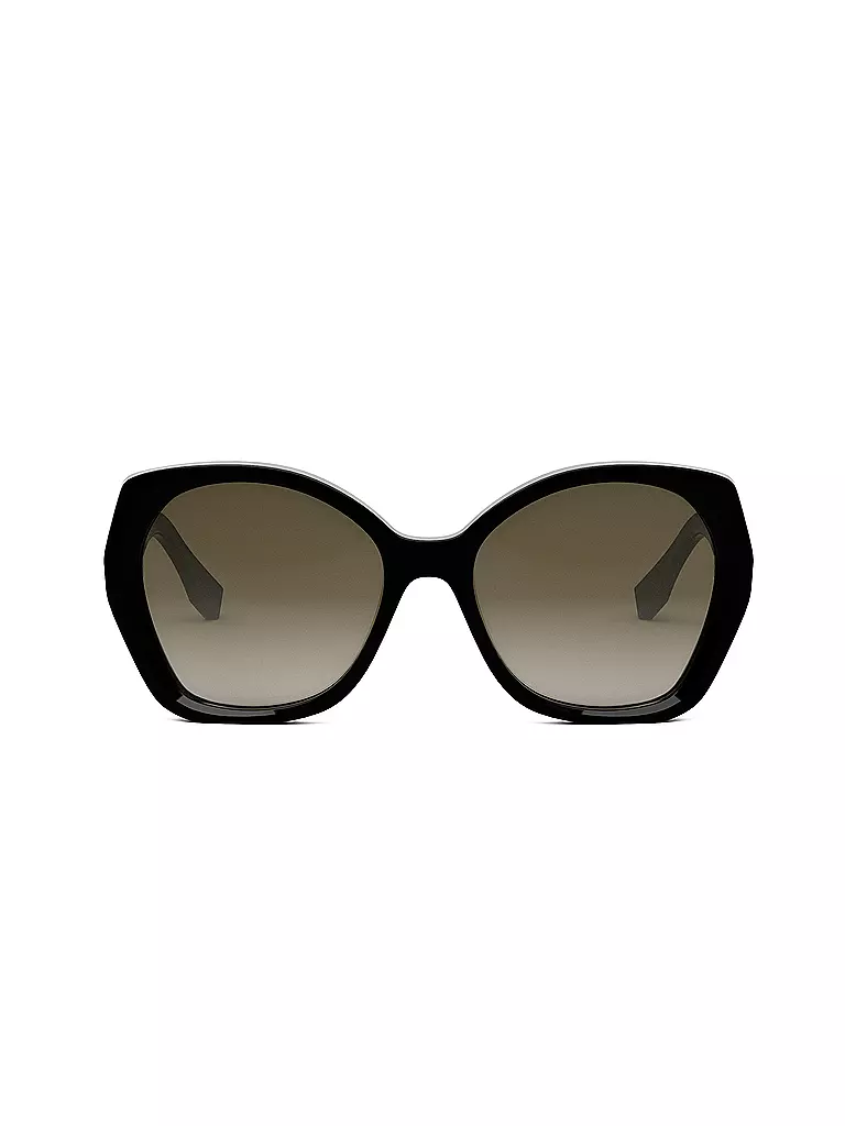 FENDI Lettering schwarze Butterfly Sonnenbrille schwarz