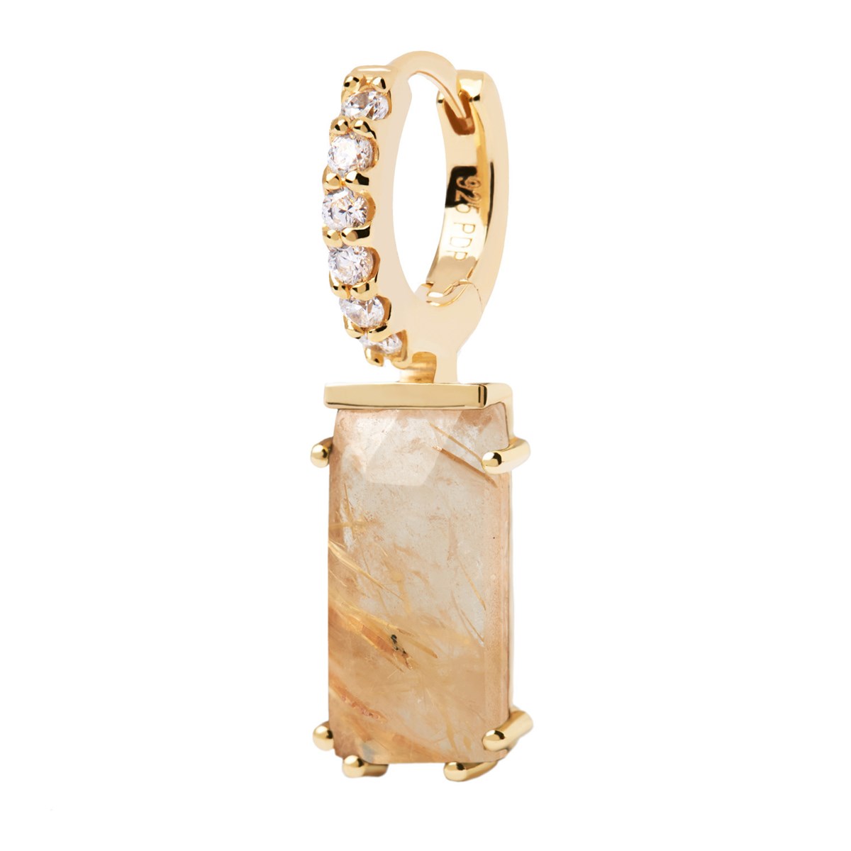Boucle d'oreille individuelle PdPaola Kaori Quartz rutilé
