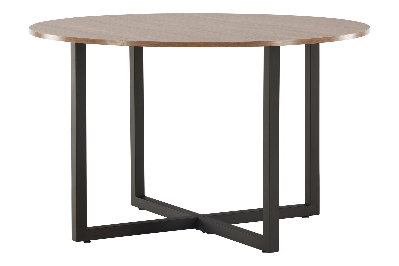 Durango rundt spisebord Valnøtt rundt spisebord i MDF med sorte ben.