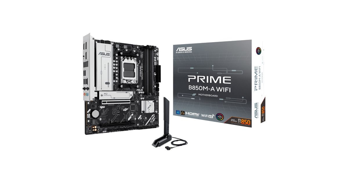 ASUSPRIME B850M-A WIFI socket AM5 moederbord  (2.5 GbE-LAN, Wi-Fi 6E, BT, Sound, µATX)