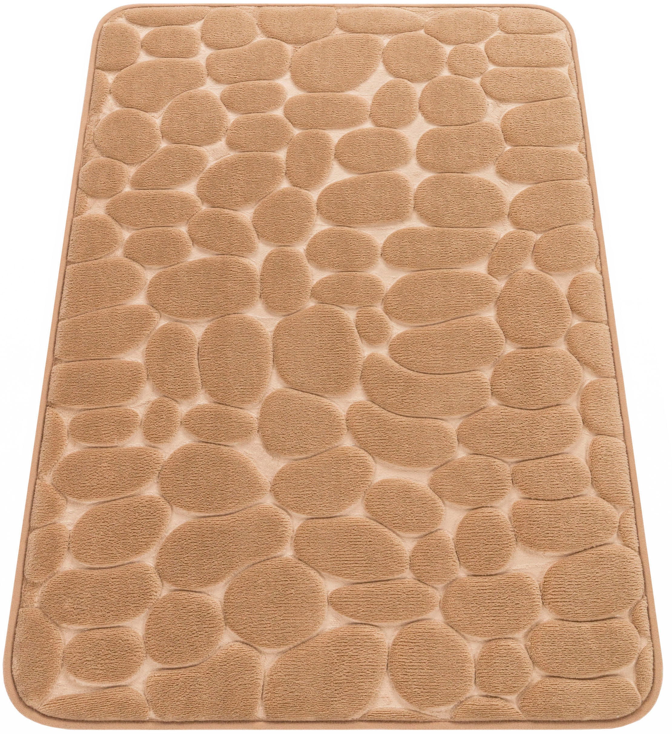 Paco Home Badematte »Corby 256, Memory-Schaum Effekt« Höhe 13 mm rutschhemmend beschichtet fussbodenheizungsgeeignet Badteppich, Uni Farben, Motiv Steine, Hoch-Tief Effekt