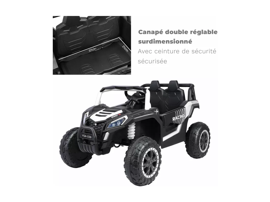 Voiture électrique 24 V pour enfants, camion à quatre roues motrices avec télécommande, camionnette à 6 roues pour enfants avec ceinture de sécurité, espace de rangement, Bluetooth, son d'avertissement de marche arrière (noir foncé)