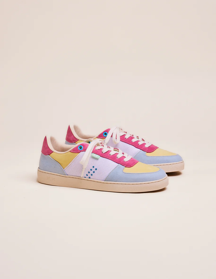 Baskets basses Marie - Ciel citron rose