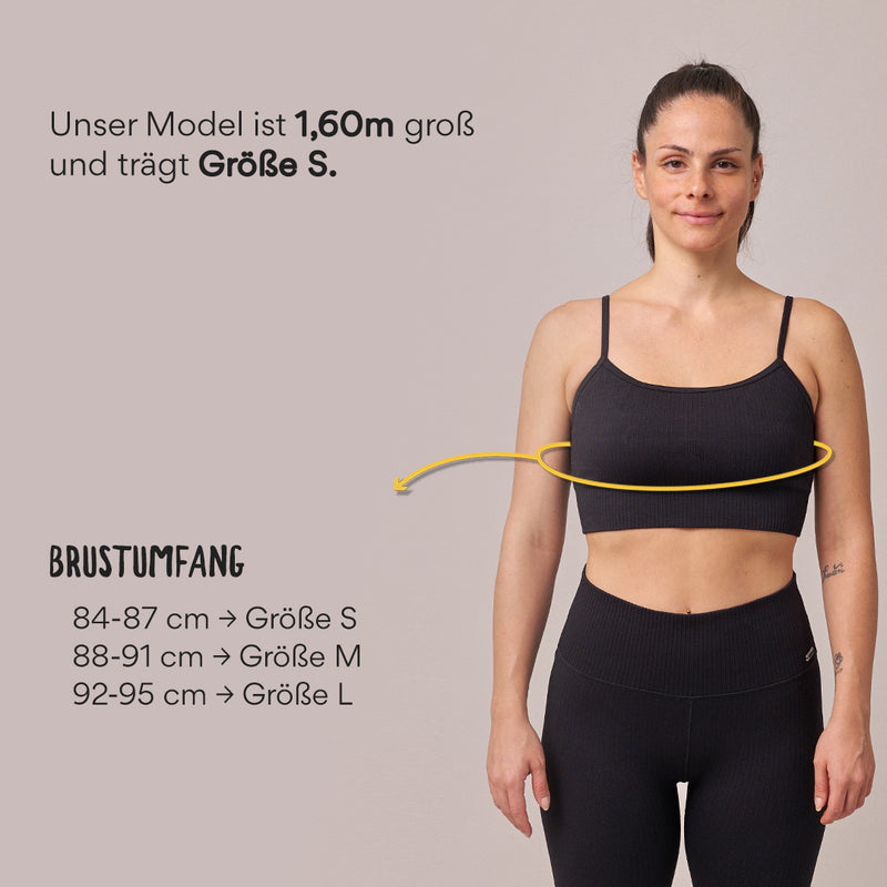 Gerippter Sport-BH aus recyceltem Polyamid Schwarz