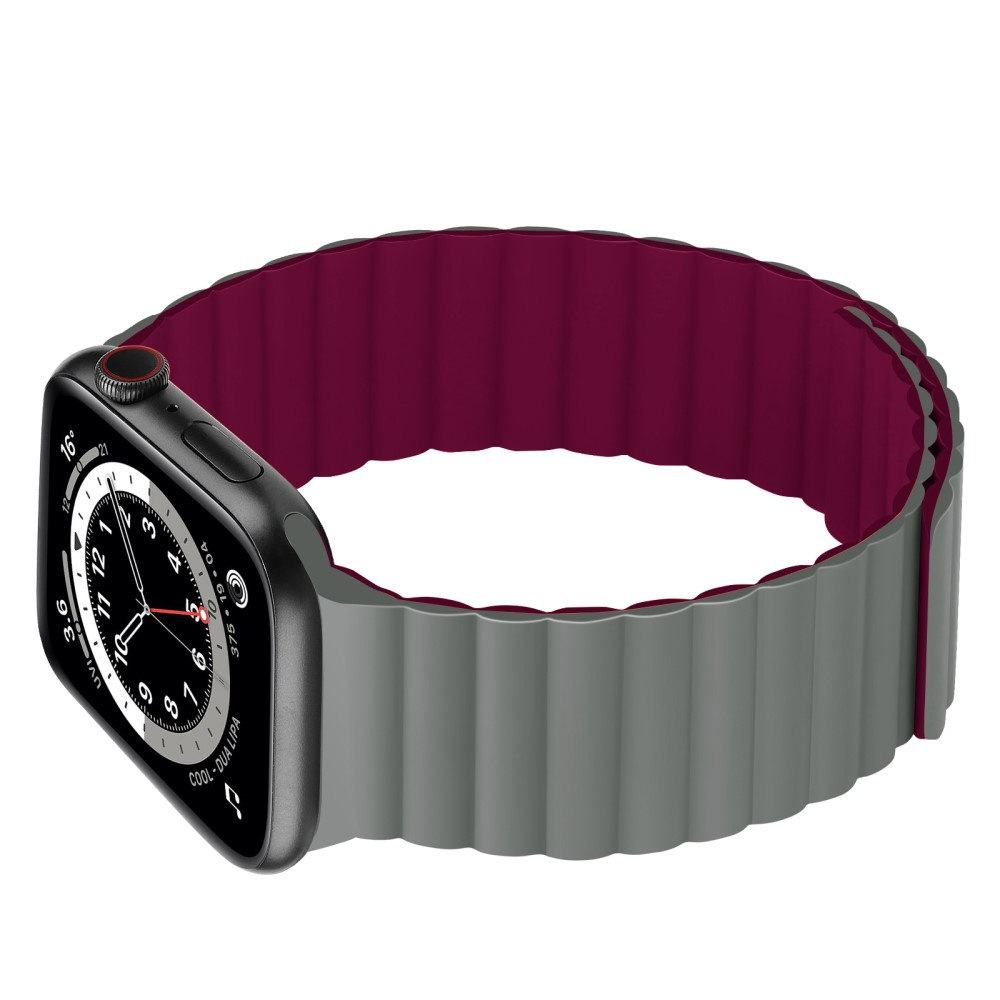 Apple Watch (42/41/40/38 mm) Silikon Armband mit Magnetverschluss (Gelenkumfang: 180-240mm) - Grau / Weinrot