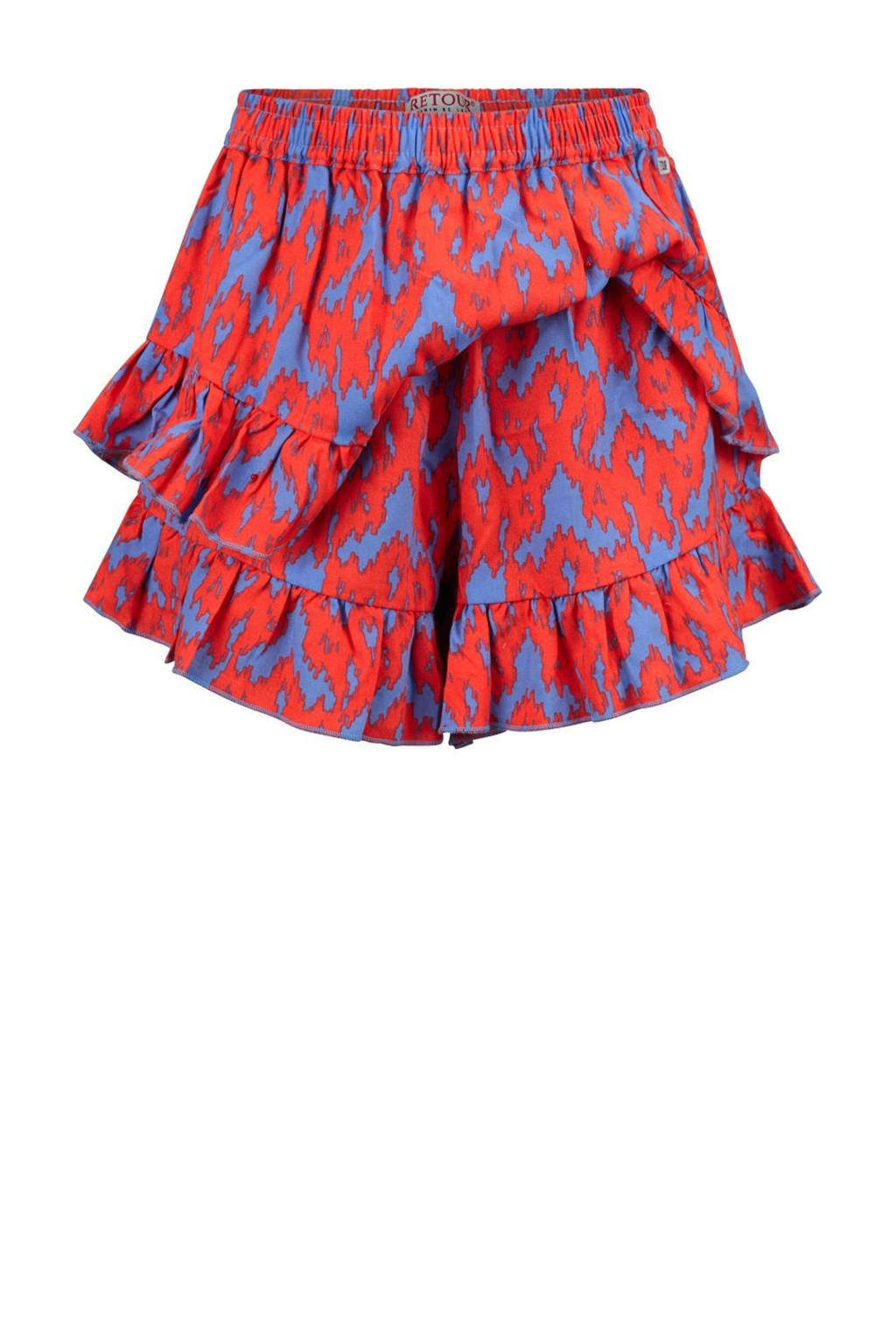 Retour Jeans skort Isabel met all over print en volant paars/rood