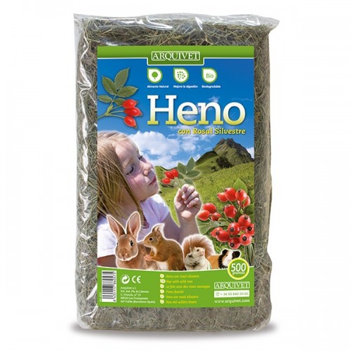 Feno com roseira para roedores, sabor silvestre