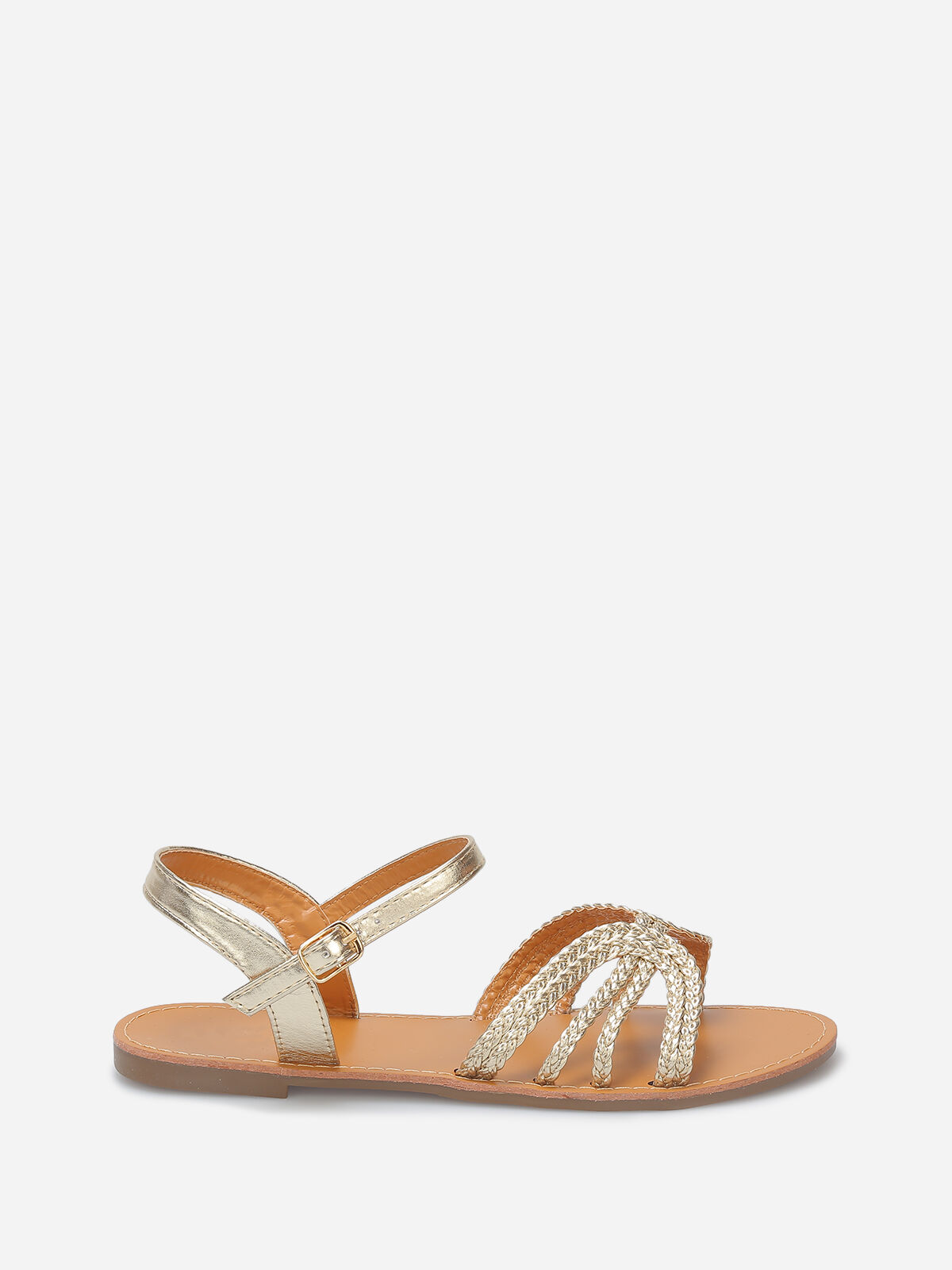Sandales à brides tressées grandes tailles- Doré