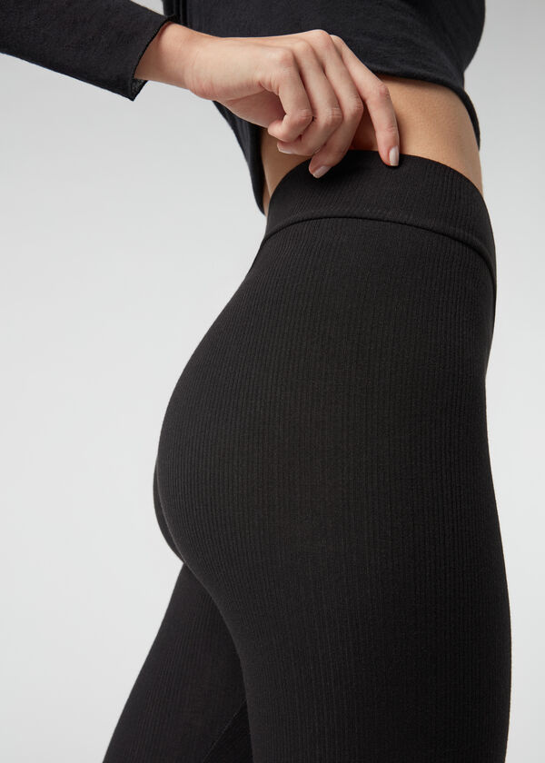 Leggings caneladas com cashmere