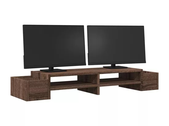 Support de moniteur avec rangement chêne marron bois ingénierie