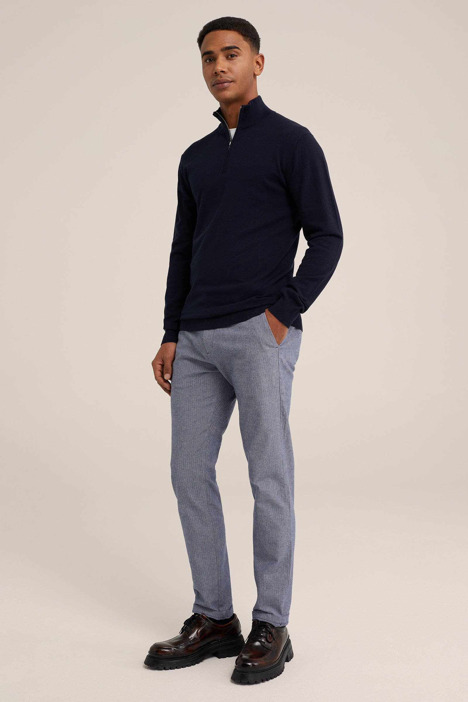 trui met rits Fundamentals Donkerblauw