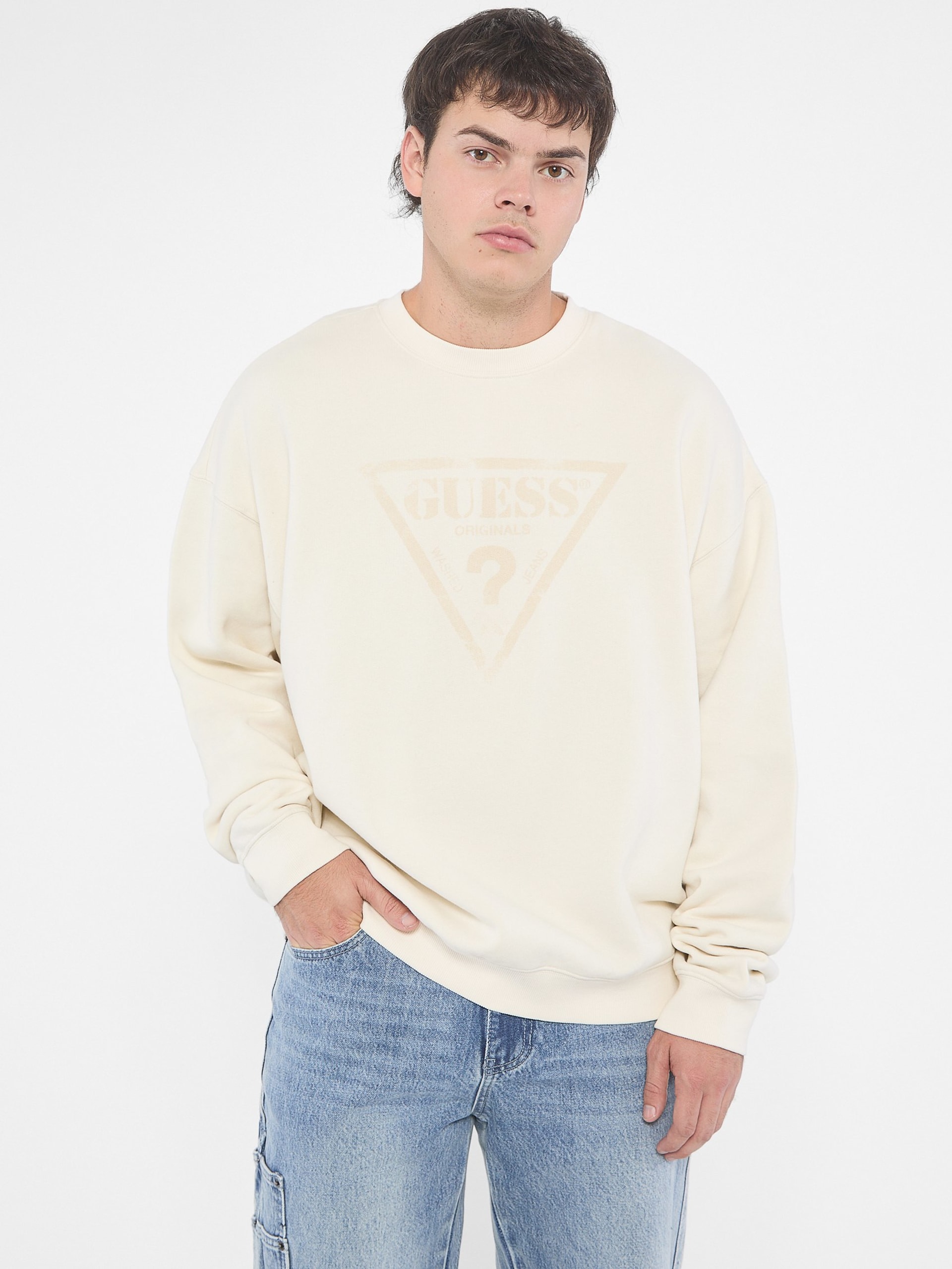 Moletom GUESS Originals com estampa triangular e gola redonda