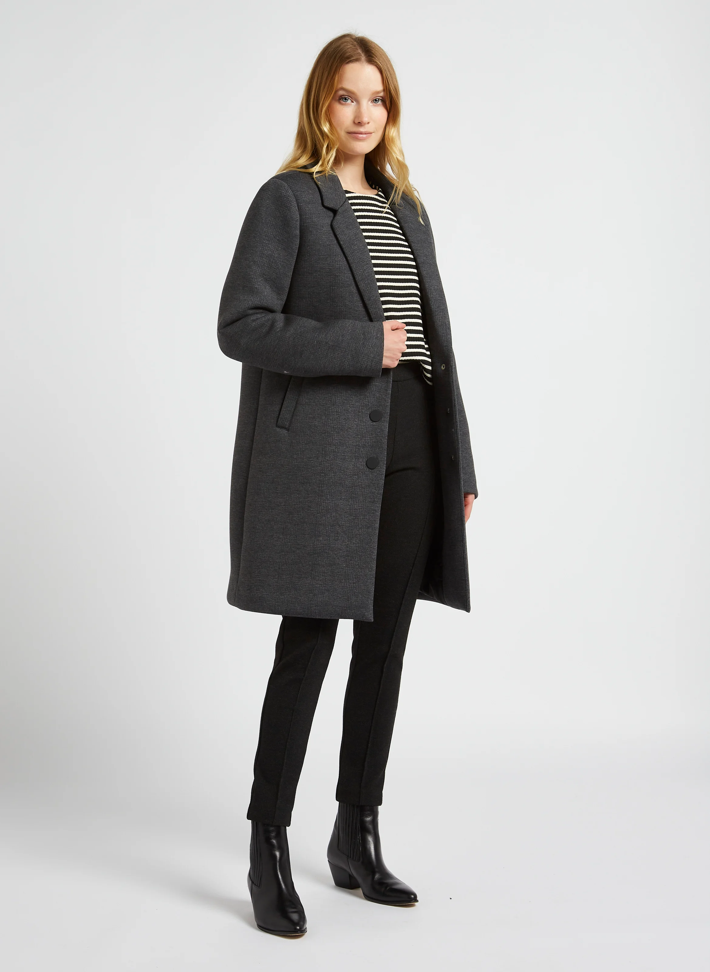 Manteau 2 en 1 imprimé à capuche| Gris