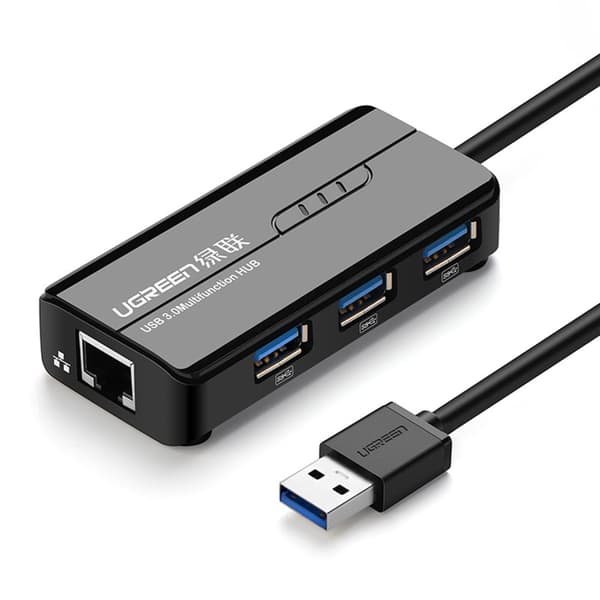 HUB Nettverksadapter USB-A - RJ45 1000 Mbps / 3x USB 3.0 svart