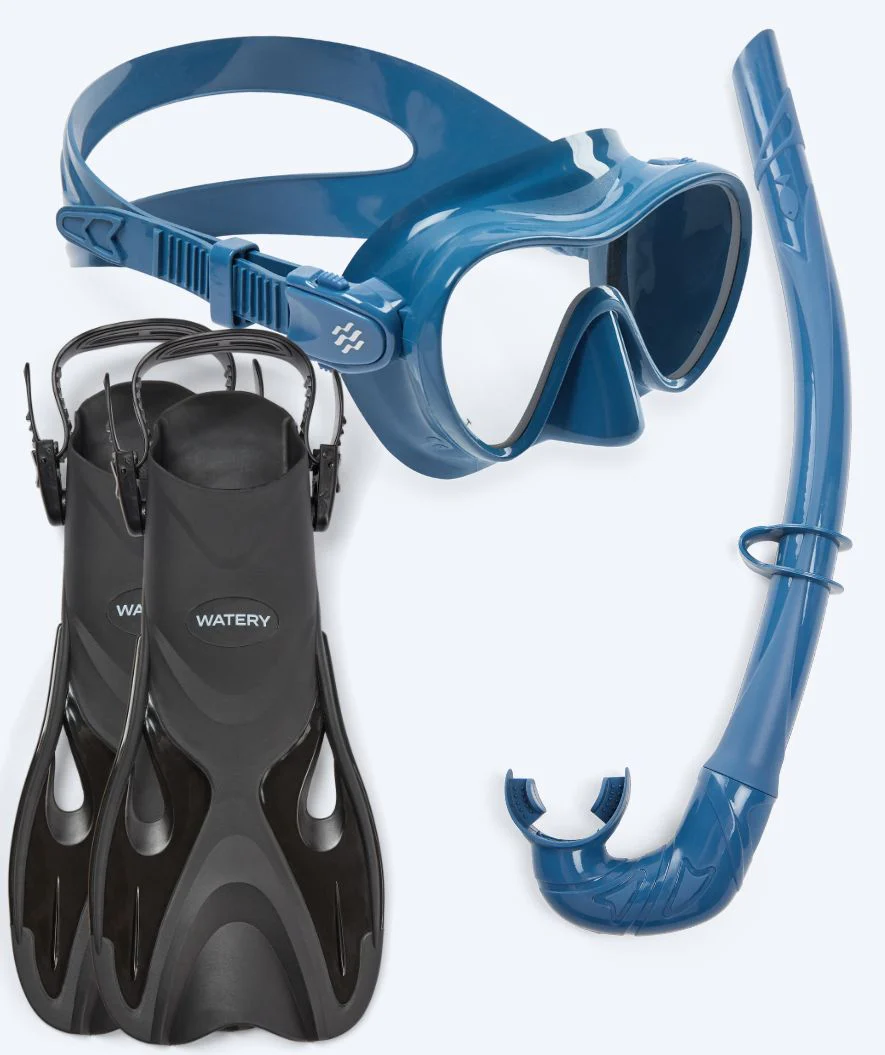 Watery snorkelsæt til børn - Fisher/Cliff - Mørkeblå