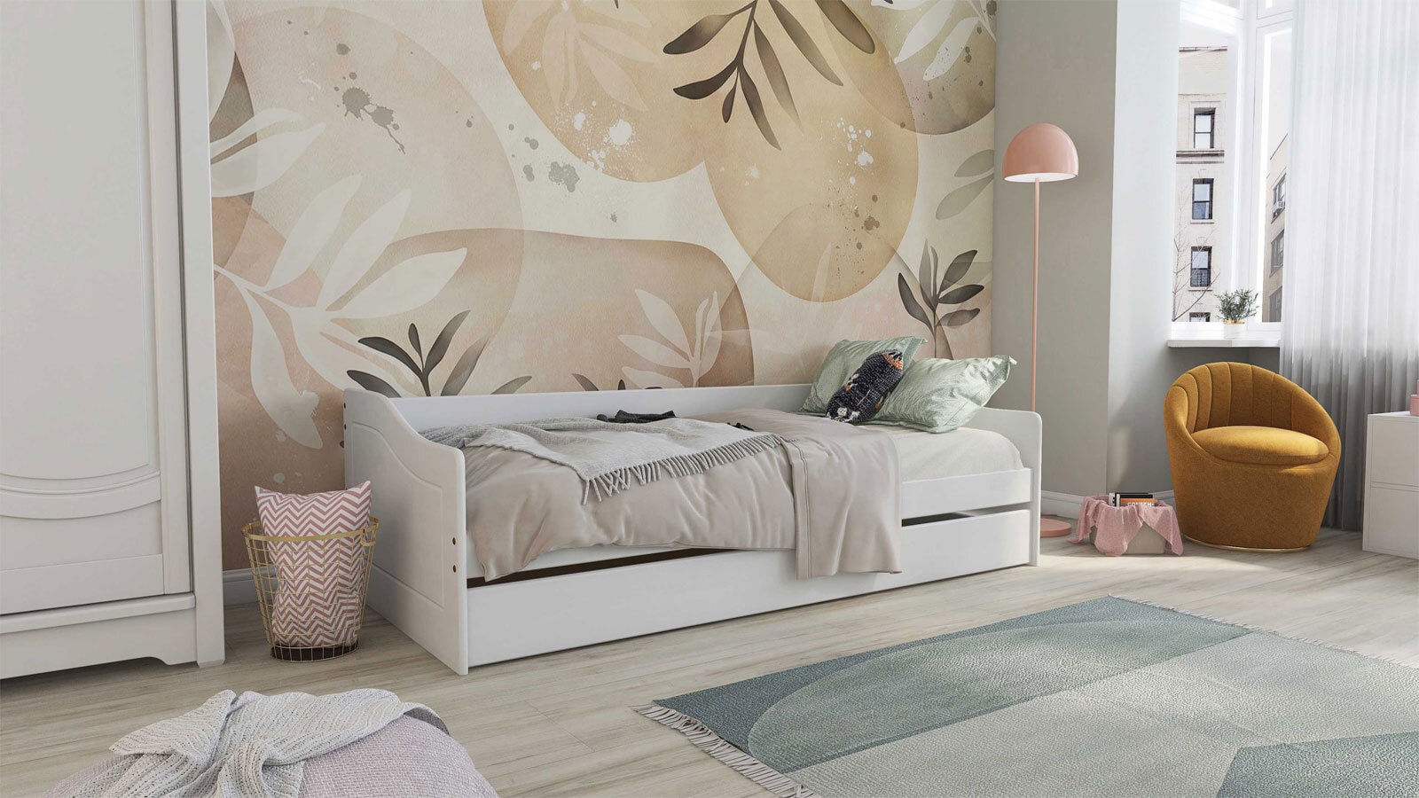 Stauraum-/Funktionsbett DAN 90 x 200 cm weiß
