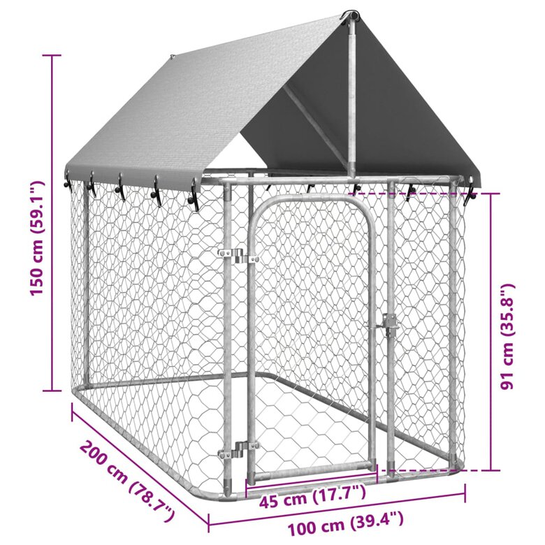 Canil de exterior vidaXL Silver