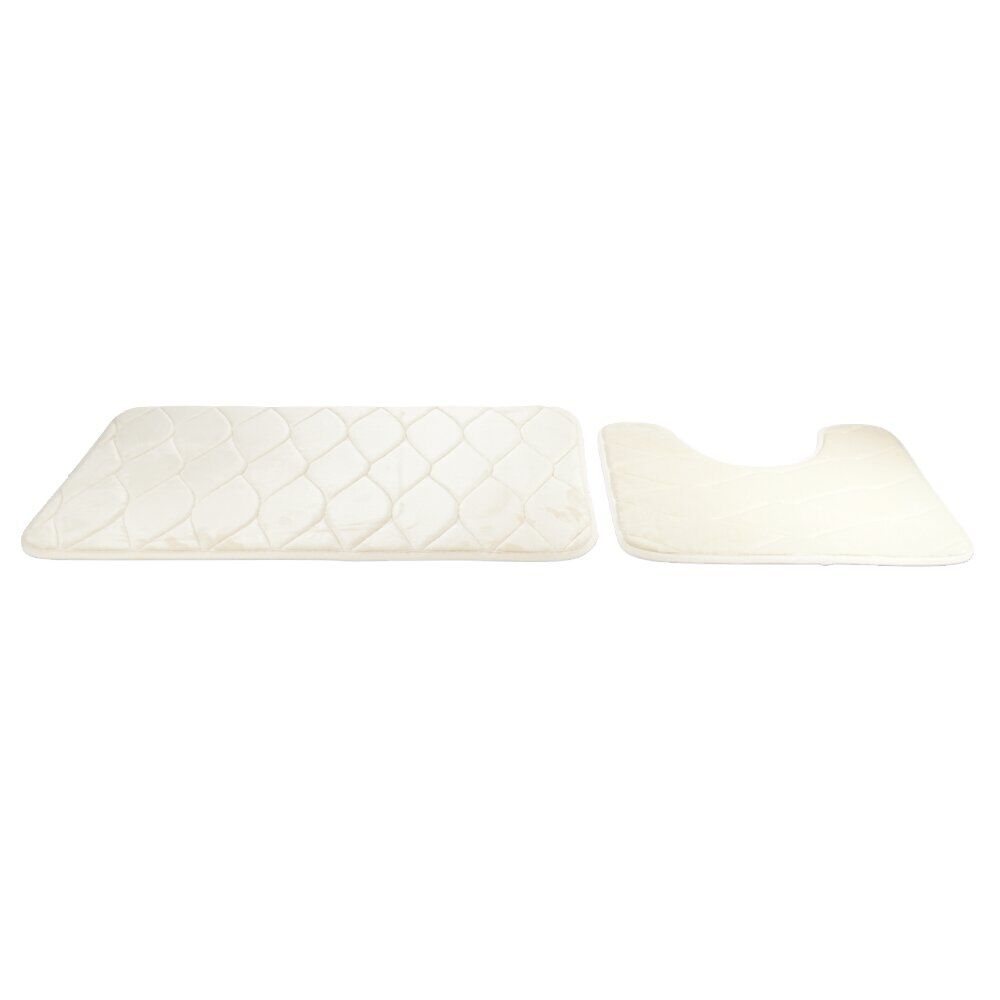 Ensemble tapis de douche mémoire de forme 45x75cm et WC 40x50cm beige