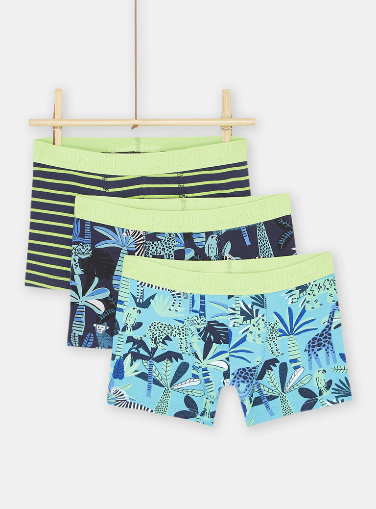 Lot de 3 boxers vert et bleu garçon