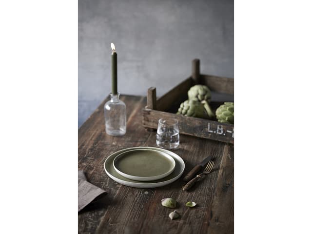 Studio Round Frokosttallerken Matte white/Matte moss