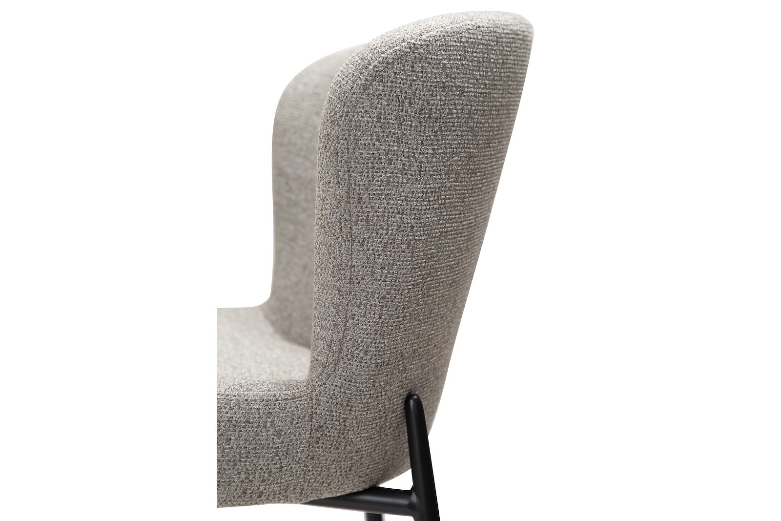 Glam counterstol Til kjøkkenøy eller lave barbord. Tekstil Bouclé Pebble Earth med sorte ben