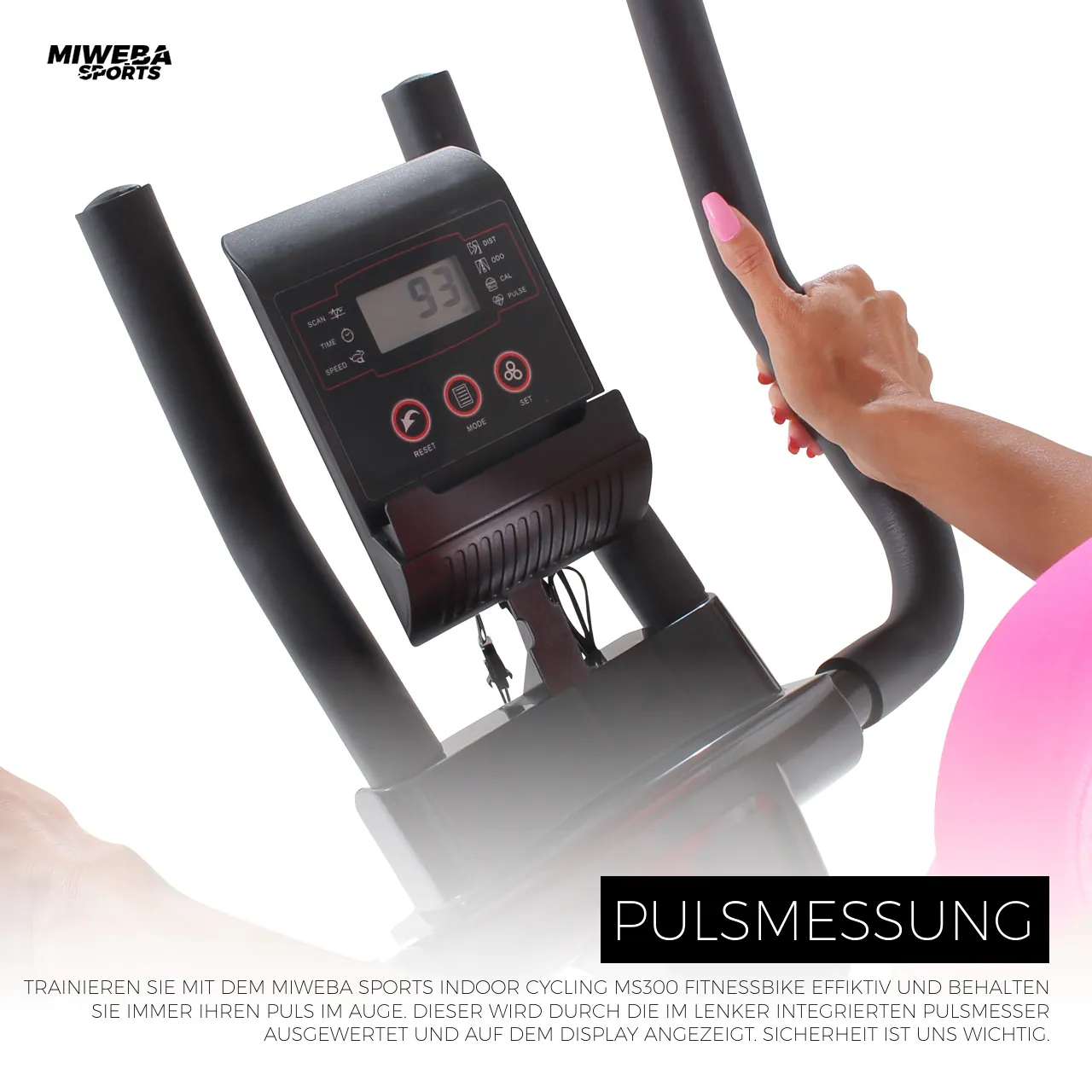 Miweba Sports Indoor Cycle MS300, 13 kg Schwungrad, für zuhause geeignet (Schwarz)