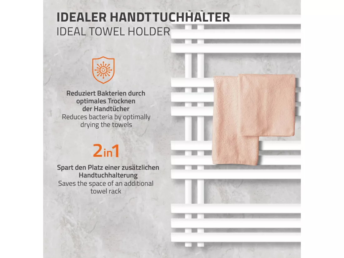 Radiateur chauffage pour bain sèche-serviettes Iron EM Design blanc 600 x 1000 mm