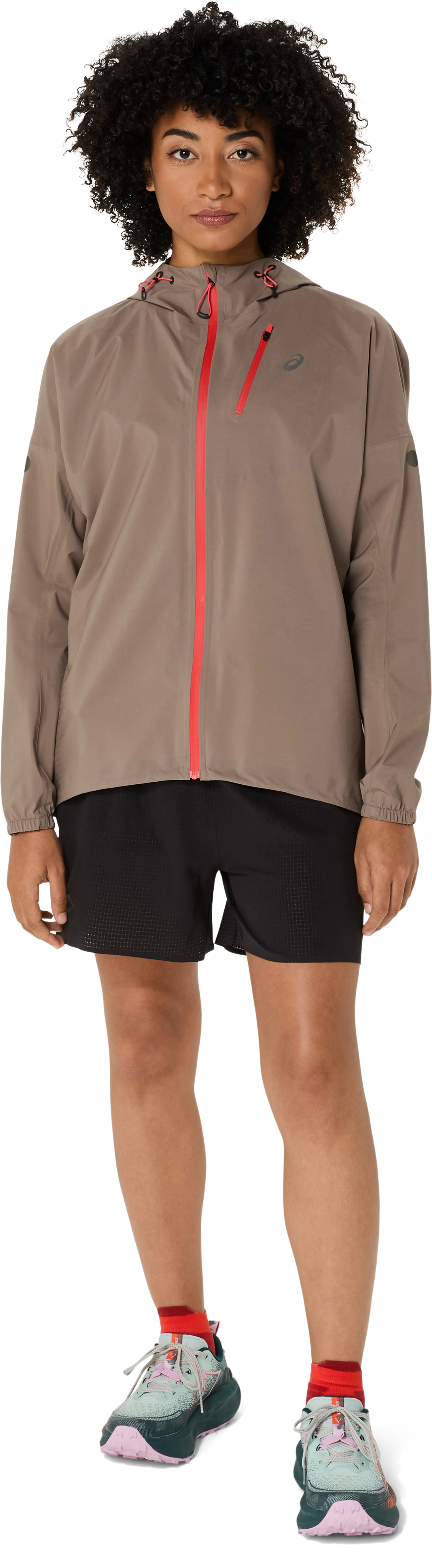 Asics Wms Fujitrail Elite Waterproof Jacket Taupe Grey