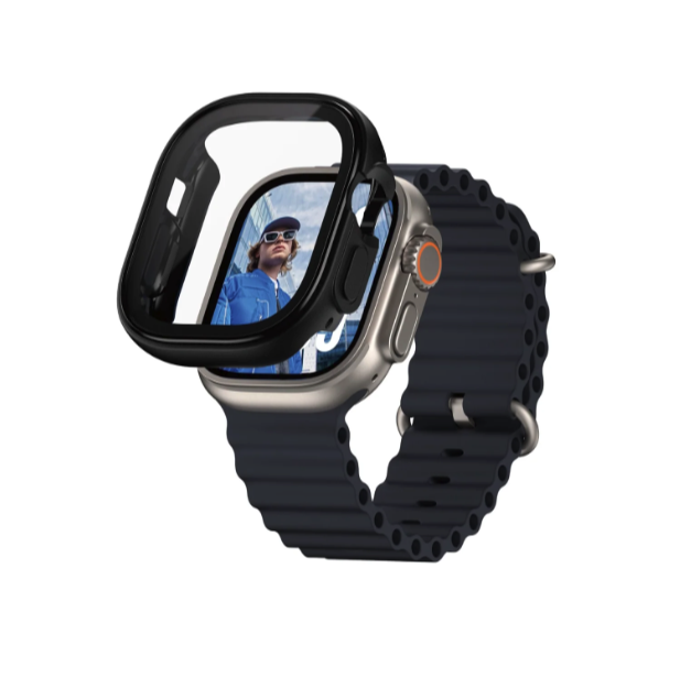 Apple Watch Ultra 3 / Ultra 2 / Ultra (49 mm) Full Body Protection Bumper Case   Displayschutz Glas (3724) - Schwarz