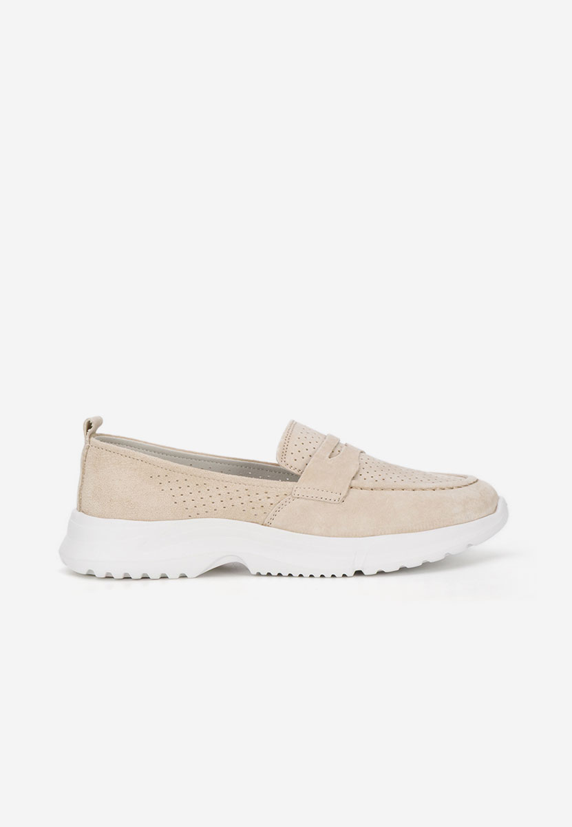 Mocassins femme en cuir beige Raluka