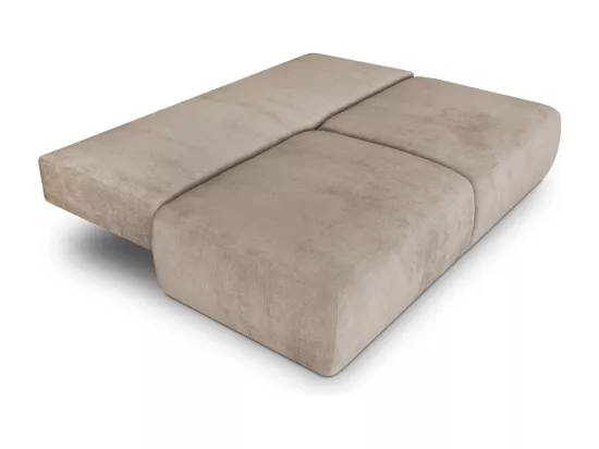 Canapé convertible 3 places avec coffre de rangement en tissu chenille taupe - Jasper