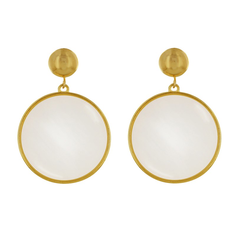 Boucles d'Oreilles Clous Métal Doré Cercle Coloré Translucide
