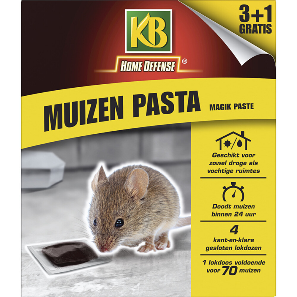 KB Home Defense Muizen Pasta Alfachloralose Kant-en-Klare Lokdoos Magik Paste4 stuks
