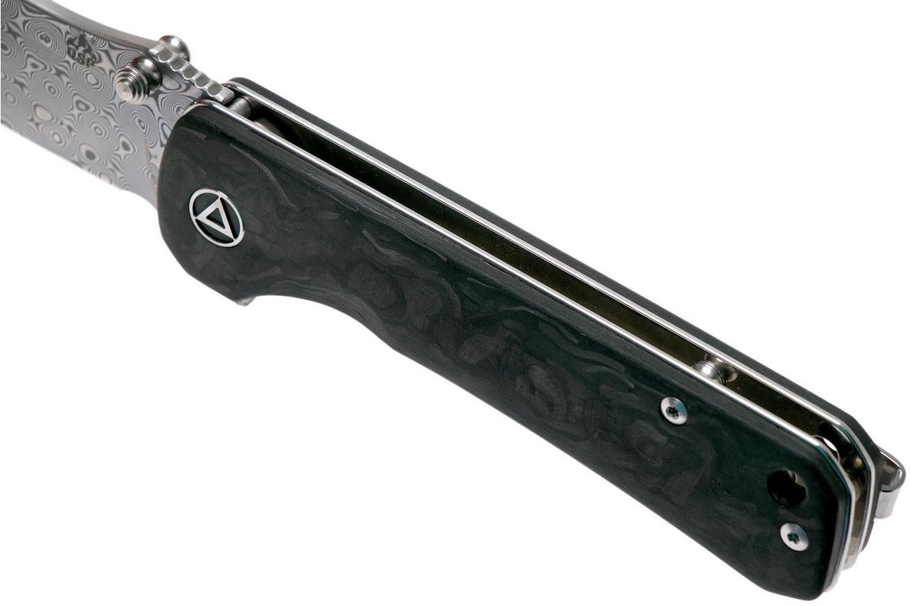 QSP Knife Hawk QS131-E Shredded Carbonfiber, Damascus zakmes