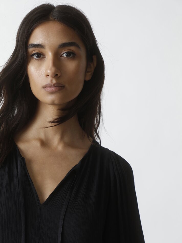 Vestido longo de chiffon - Preto
