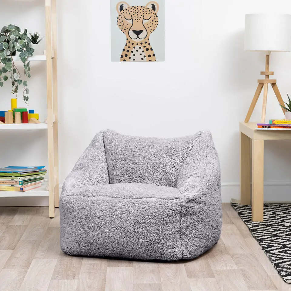 icon Kindersitzakken Teddybeer - Fleece Zitzak - Grijs