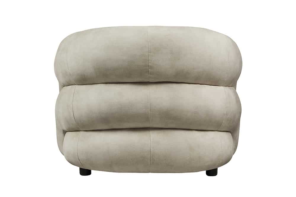 Moderner Design Sessel VOGUE 95cm beige Samt mit Armlehnen und Nosagfederung
